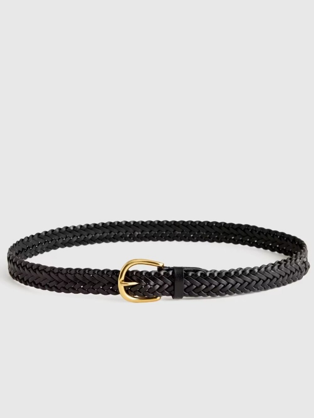 Quince Josie European Leather Braided Belt - black